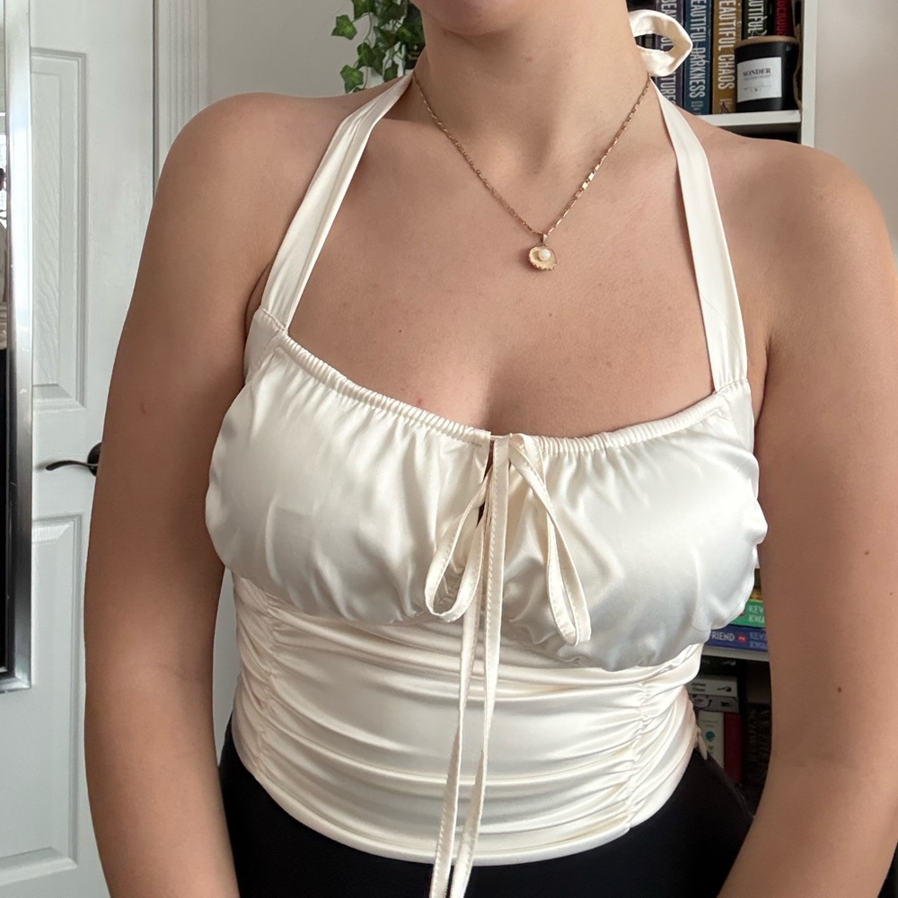 Chic Cream Halter Blouse